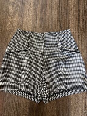 Dynamite Black and White Gingham High-Waist Shorts